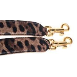 Pre Owned Dolce & Gabbana Brown/Black Leopard Print Coated Canvas Shoulder Bag Strap