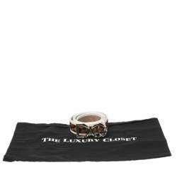 Pre Owned حزام دولتشي أند غابانا إبزيم جلد وشعر عجل طباعة فهد أبيض/ بني 85 سم