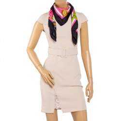 مملوكة مسبقًا Dolce & Gabbana Pink Butterfly Floral Print Silk Square Scarf