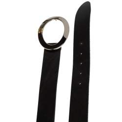 مملوكة مسبقًا Dolce & Gabbana Black Leather Oval Buckle Belt 95 CM
