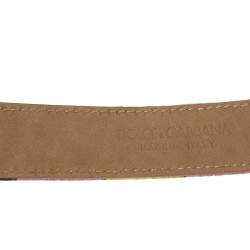 Pre Owned حزام دولتشي أند غابانا إبزيم قماش طباعة أناناس وردي 75 سم