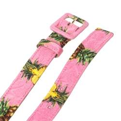 Pre Owned حزام دولتشي أند غابانا إبزيم قماش طباعة أناناس وردي 75 سم