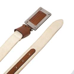 Pre Owned حزام دولتشي أند غابانا إبزيم بادج شعار كانفاس مغزول 