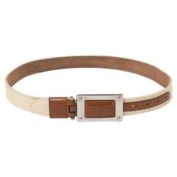 Pre Owned حزام دولتشي أند غابانا إبزيم بادج شعار كانفاس مغزول 