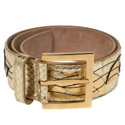Pre Owned حزام خصر دولتشي أند غابانا جلد ثعبان ذهبي ميتالك 70 سم