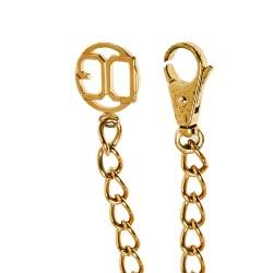 Pre Owned Dolce & Gabbana Metallic Gold Interlaced Leather Gold Tone Chain Belt 105CM