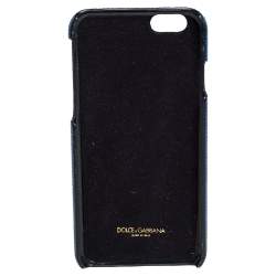Pre Owned Dolce & Gabbana Blue Leather Crystal Embellished iPhone 6 Case