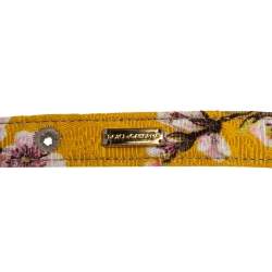 Pre Owned Dolce & Gabbana Yellow Floral Print Fabric Slim Belt 85 CM