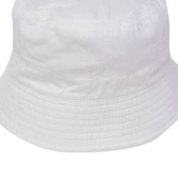 Pre Owned Dolce & Gabbana White Logo Embroidered Cotton Bucket Hat S