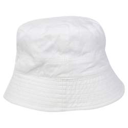 Pre Owned Dolce & Gabbana White Logo Embroidered Cotton Bucket Hat S