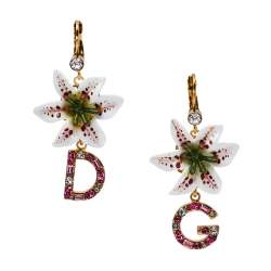 مملوكة مسبقًا Dolce & Gabbana Lily Crystal Logo Drop Earrings