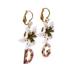 مملوكة مسبقًا Dolce & Gabbana Lily Crystal Logo Drop Earrings