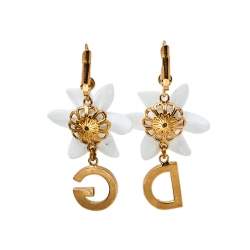 مملوكة مسبقًا Dolce & Gabbana Lily Crystal Logo Drop Earrings