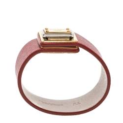 Pre Owned Dolce & Gabbana Gold Tone Red Leather Bracelet M