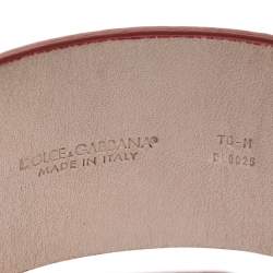 Pre Owned Dolce & Gabbana Gold Tone Red Leather Bracelet M
