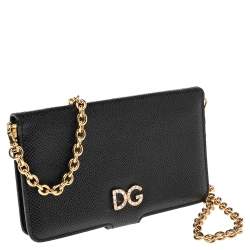 Pre Owned جراب هاتف أيفون X  دولتشي & غابانا جلد أسود بسلسلة