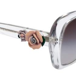 Pre Owned Dolce & Gabbana Floral Embellished/ Grey Gradient DG4184 Square Sunglasses