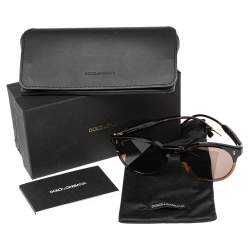 Pre Owned Dolce & Gabbana Brown Havana/Brown DG 4329-F Panthos Round Sunglasses