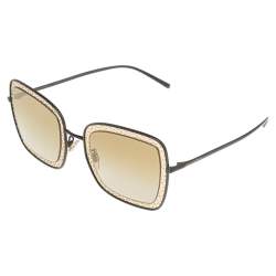 Pre Owned Dolce & Gabbana Gold/Black Tone Metal DG2225 Devotion Collection Gradient Sunglasses