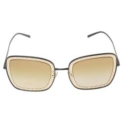 Pre Owned Dolce & Gabbana Gold/Black Tone Metal DG2225 Devotion Collection Gradient Sunglasses