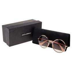 Pre Owned Dolce & Gabbana Rose GoldMetal/Pink Gradient DG 2155 Round Sunglasses