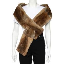 Pre Owned وشاح دي أند جي كشمير وفرو أرنب بني