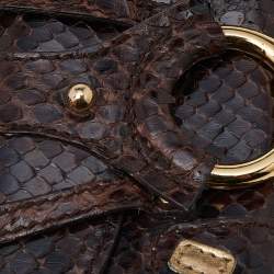 Pre Owned Dolce & Gabbana Brown Snakeskin Embossed Leather Key Chain Bag Charm