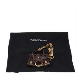 Pre Owned Dolce & Gabbana Brown Snakeskin Embossed Leather Key Chain Bag Charm