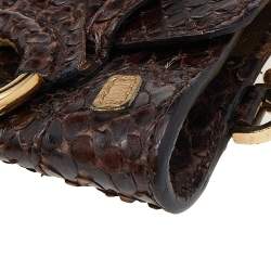 Pre Owned Dolce & Gabbana Brown Snakeskin Embossed Leather Key Chain Bag Charm