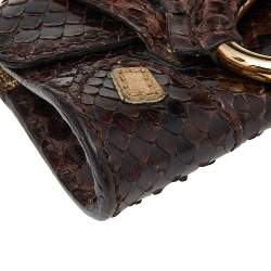 Pre Owned Dolce & Gabbana Brown Snakeskin Embossed Leather Key Chain Bag Charm