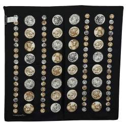 Pre Owned Dolce & Gabbana Black Coin Printed Silk Square Scarf