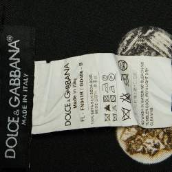 Pre Owned Dolce & Gabbana Black Coin Printed Silk Square Scarf