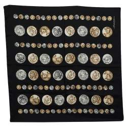 Pre Owned Dolce & Gabbana Black Coin Printed Silk Square Scarf