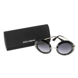 Pre Owned Dolce & Gabbana Black / Grey Gradient DG6105 Round Sunglasses