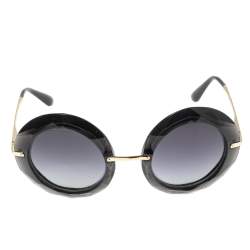 Pre Owned Dolce & Gabbana Black / Grey Gradient DG6105 Round Sunglasses