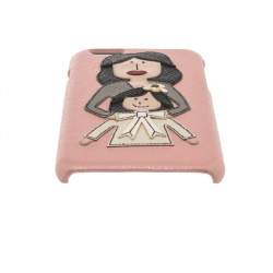 Pre Owned Dolce & Gabbana Pink Leather Mother & Daughter iPhone 6 Case