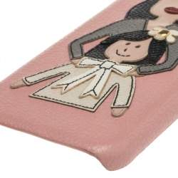 Pre Owned Dolce & Gabbana Pink Leather Mother & Daughter iPhone 6 Case