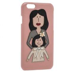Pre Owned Dolce & Gabbana Pink Leather Mother & Daughter iPhone 6 Case