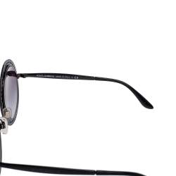 Pre Owned Dolce & Gabbana Black Acetate DG 2170-B Crystal Embellished Gradient Round Sunglasses