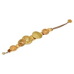Pre Owned Dolce & Gabbana Gold Tone Ancient Coin Medallion Bracelet
