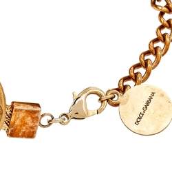 Pre Owned Dolce & Gabbana Gold Tone Ancient Coin Medallion Bracelet