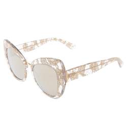 مملوكة مسبقًا Dolce & Gabbana Gold Lace DG4319 Lace Cat Eye Sunglasses 