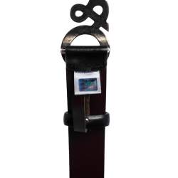 Pre Owned Dolce & Gabbana Black Leather D&G Logo Buckle Belt 90CM