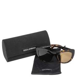 Pre Owned نظارة شمسية دولتشي أند غابانا باترفلاي دي جي4287 ترتواز بني