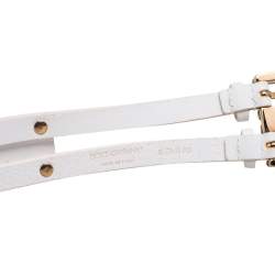 Pre Owned Dolce & Gabbana White Leather Double Buckle Belt 85 CM