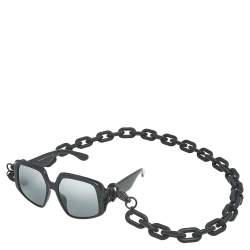 مملوكة مسبقًا Dolce and Gabbana DG4386-F Chain Embellished Oversized Geometric Mirrored Sunglasses