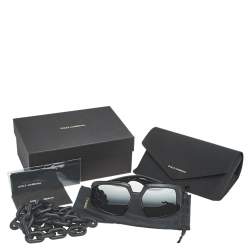مملوكة مسبقًا Dolce and Gabbana DG4386-F Chain Embellished Oversized Geometric Mirrored Sunglasses