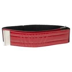Dolce & Gabbana Red/Black Patent Leather and Elastic Waist Belt 85CM