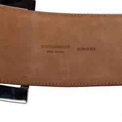 Pre Owned Dolce & Gabbana Red/Black Patent Leather and Elastic Band Buckle Waist Belt 90CM