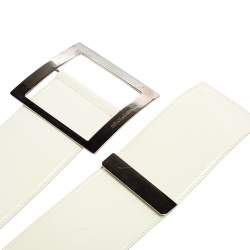 Dolce & Gabbana White/Black Patent Leather and Elastic Band Buckle Waist Belt 90CM